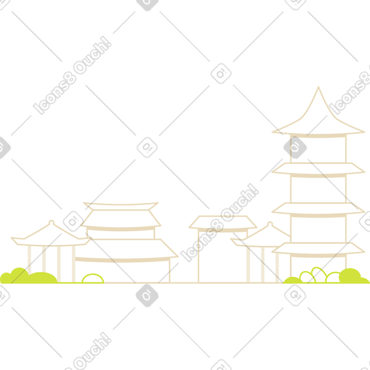 Ilustração de Cidade chinesa para plano fundo em no estilo Juicy baixar em PNG, SVG