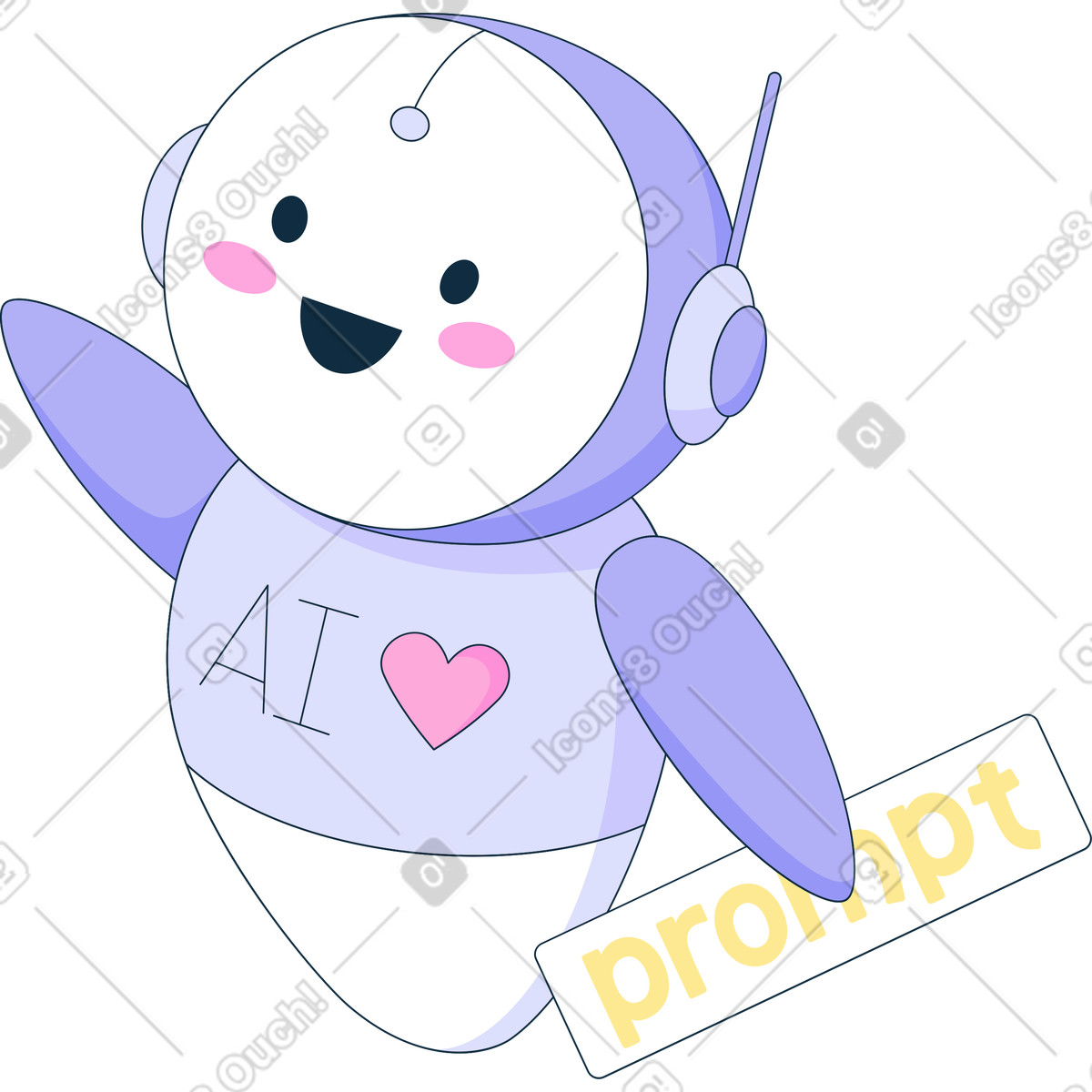 Chatbot con prompt illustrazione in stile Bubble gum scarica in PNG, SVG