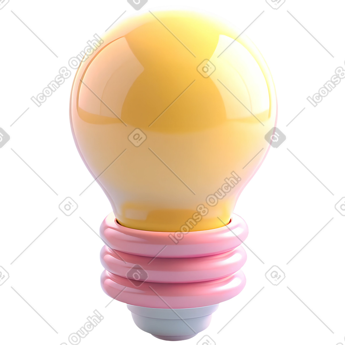 Plastic yellow bulb illustration in 3D Cutie style download in PNG, SVG