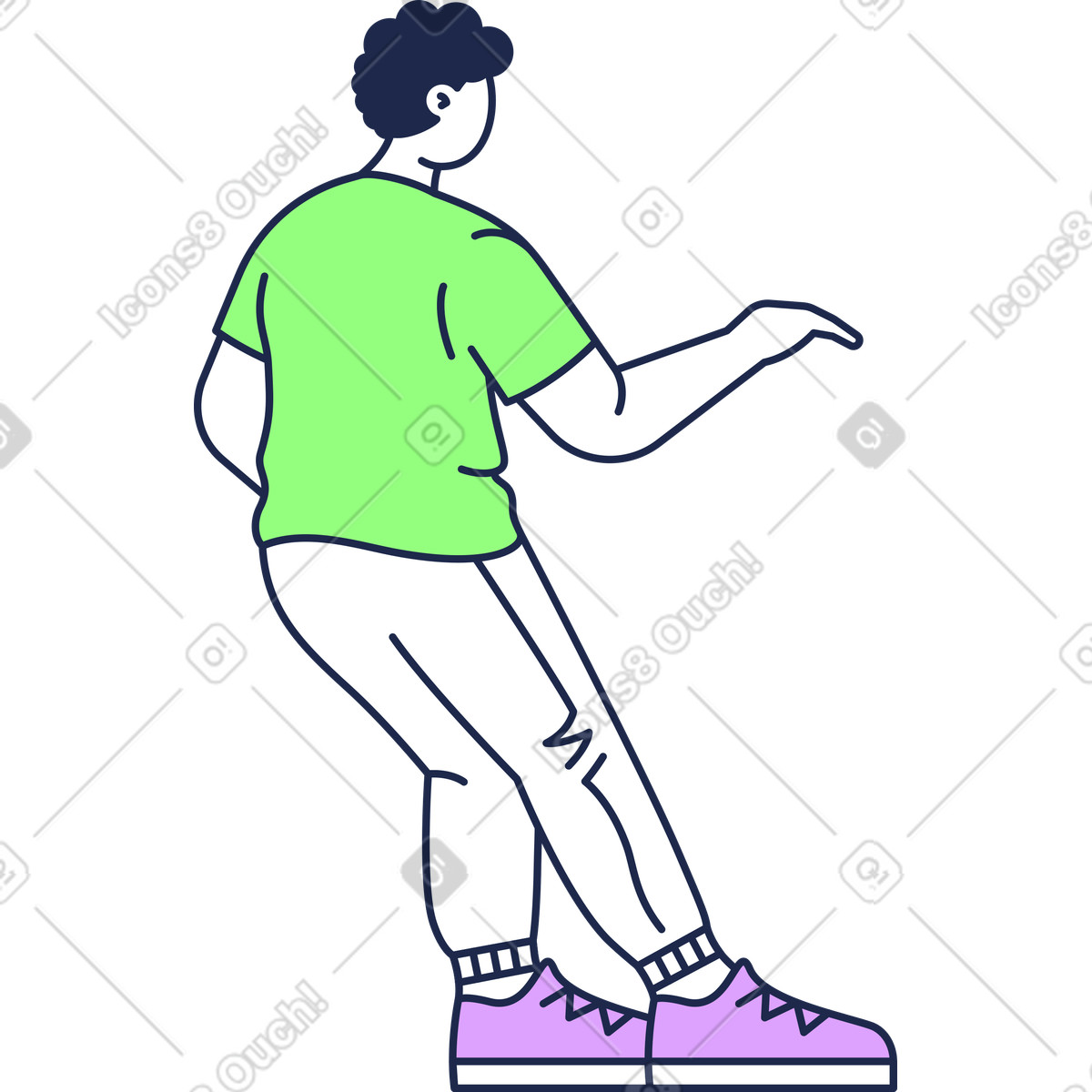 Ilustración Hombre retrocediendo en estilo Outline a descargar en PNG y SVG