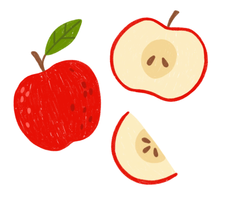 A kiwi fruit with slices - Cozy style illustration