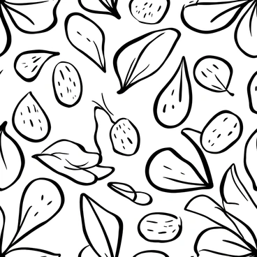 A repeating pattern of fig leaves arranged in a seamless design. Each fig leaf is depicted with detailed veins and textures. The leaves are displayed in varied sizes, overlapping slightly to create a dynamic composition. The arrangement is intricate, showcasing the natural shapes and contours of the fig leaves, ensuring a balanced and harmonious layout across the entire pattern.