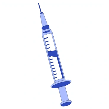 A syringe is positioned upright, clearly displaying its markings along the side. The barrel of the syringe contains a transparent liquid, with alterations in the liquid level indicating a change in volume as the plunger is pushed down. The plunger itself is partially submerged in the liquid, and there is a clear distinction between the liquid in the barrel and the air space above it. The needle is visible at the top, pointing outward, with a slight sheen reflecting light.