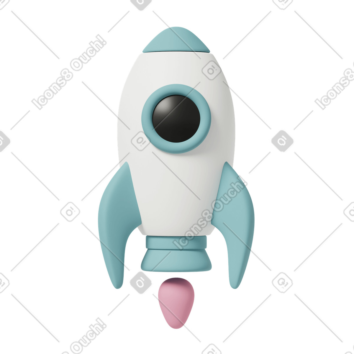 Rocket in flight-Illustration im 3D Casual life-Stil als Download PNG, SVG