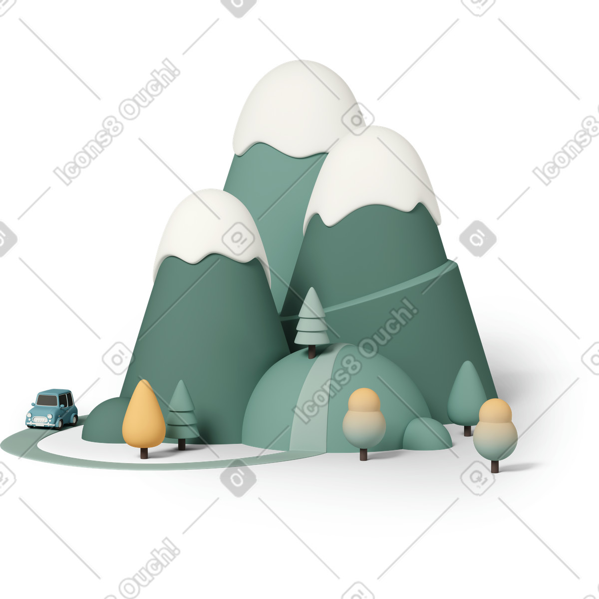 Illustration Trip to mountains dans le style 3D Casual life à télécharger aux formats PNG, SVG