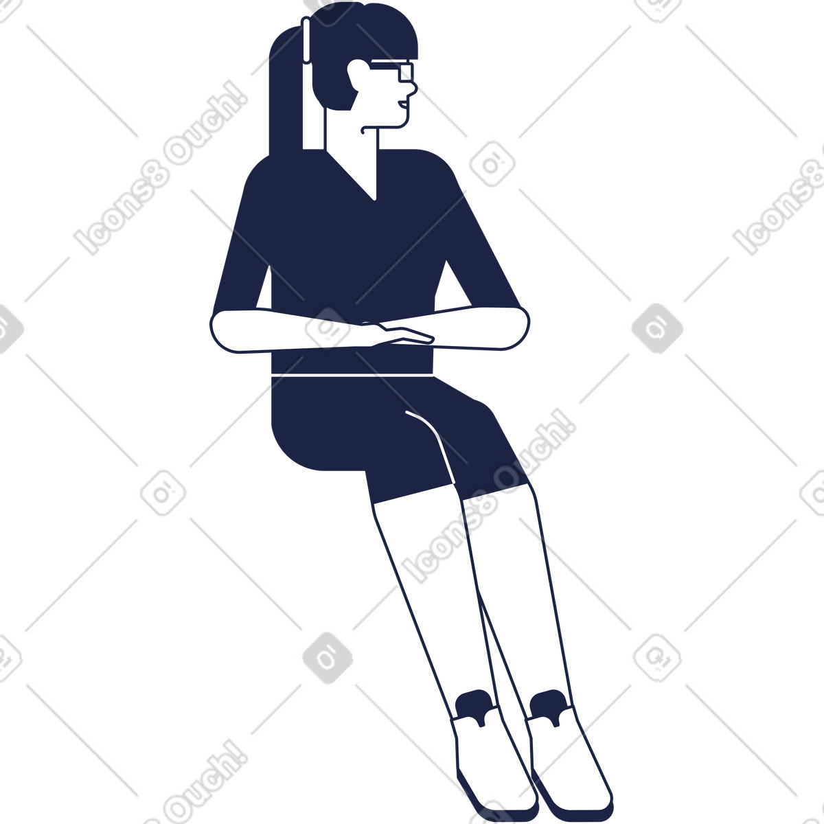 Illustration animée Woman sitting dans le style Urban Line à télécharger aux formats GIF, Lottie (JSON), AE