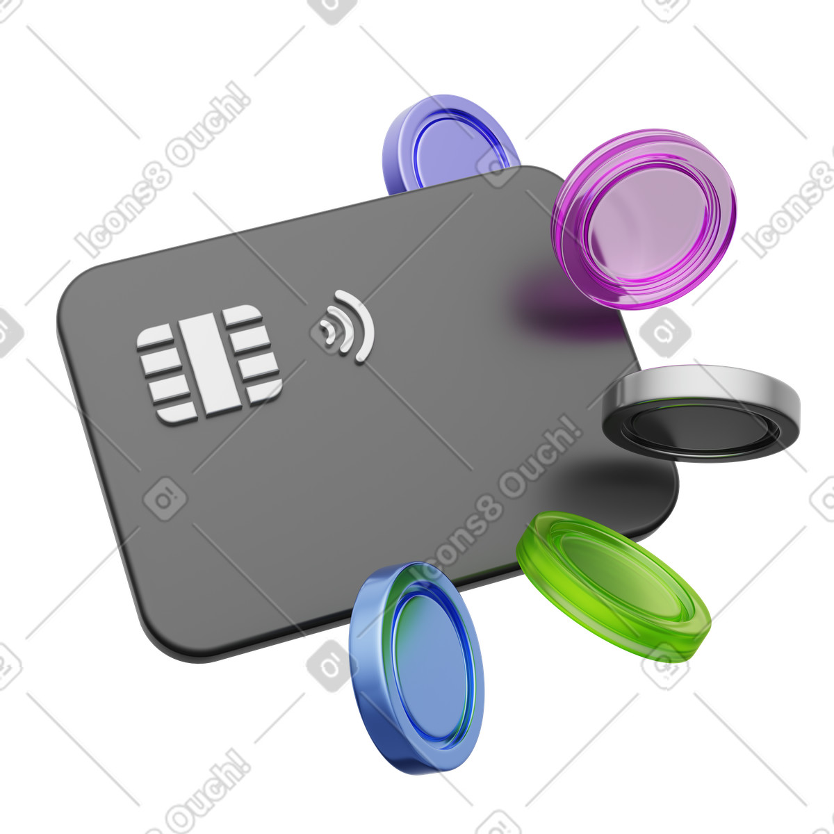 Payment card, Online banking transfer, Digital finance illustration in 3D Playful style download in PNG, SVG