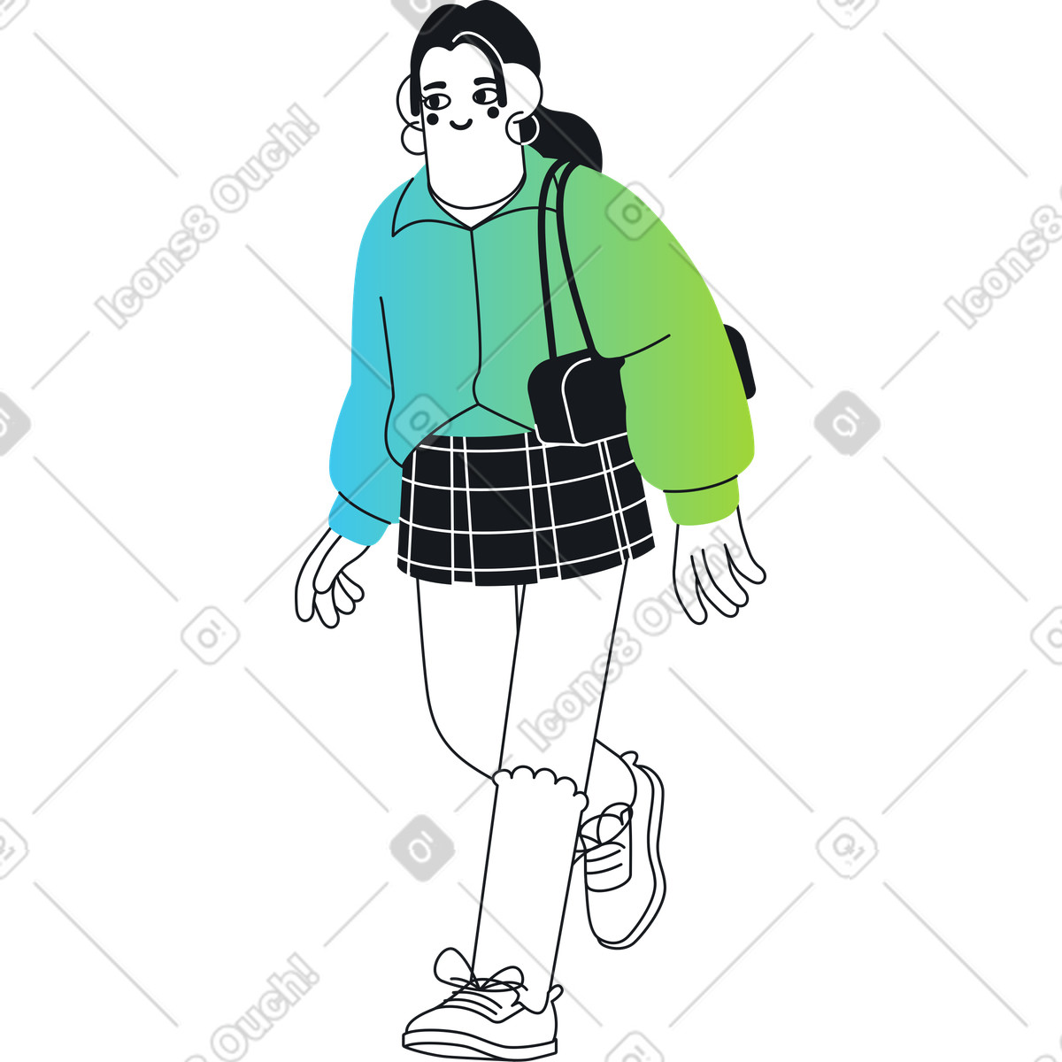 Ilustração de Mulher andando em no estilo Breeze para baixar em PNG, SVG