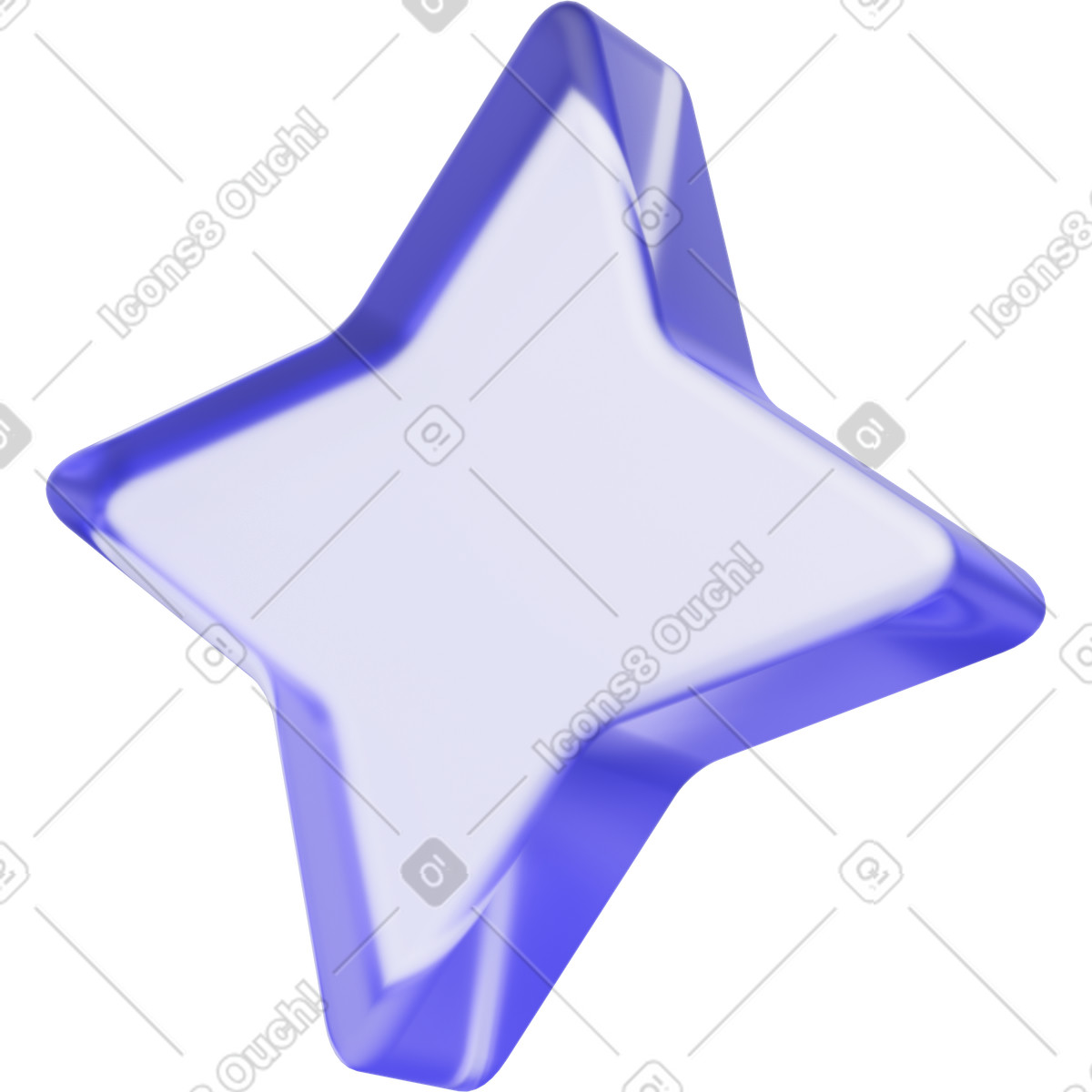 Star icon, purple crystal symbol, glossy shape illustration in 3D Playful style download in PNG, SVG