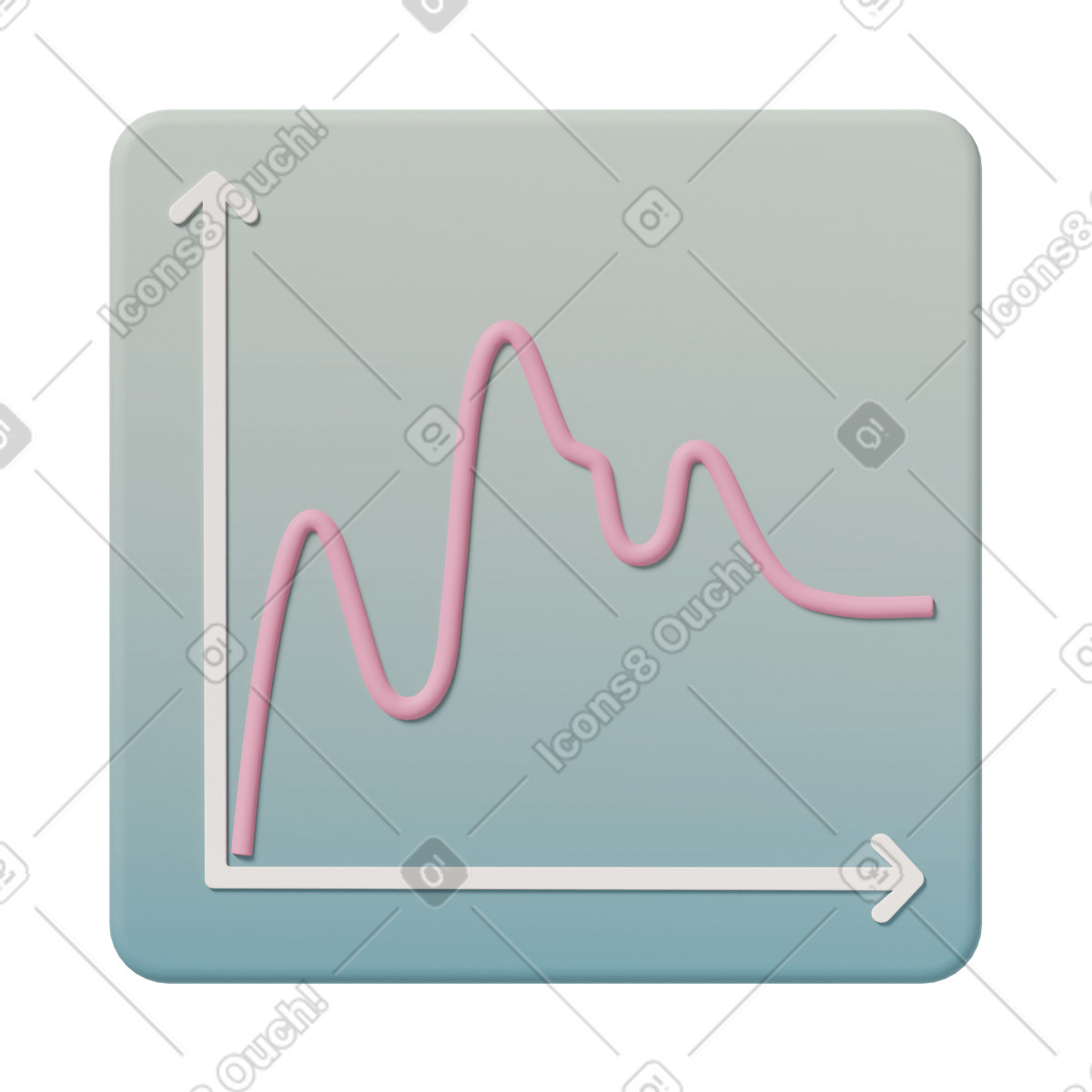Grafico a linee curve su quadrato blu pallido illustrazione in stile 3D Casual life scarica in PNG, SVG