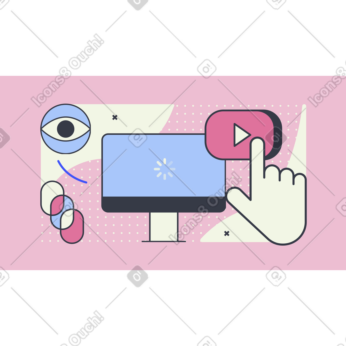 Watching TV illustration in Abstract style download in PNG, SVG