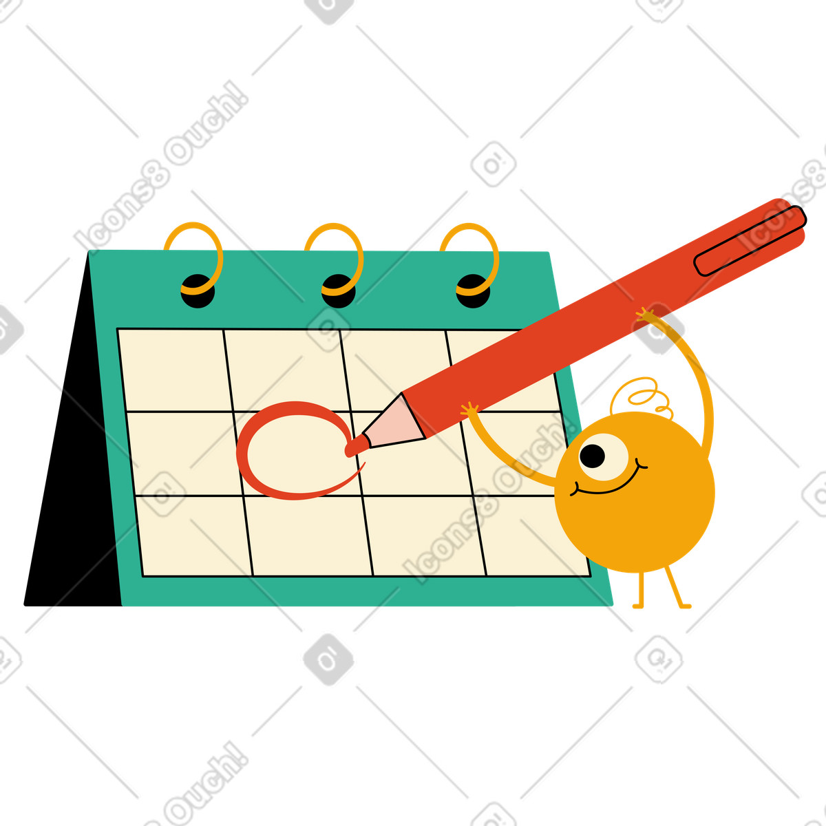 Иллюстрация Персонаж, отмечающий важное событие в календаре в PNG и SVG