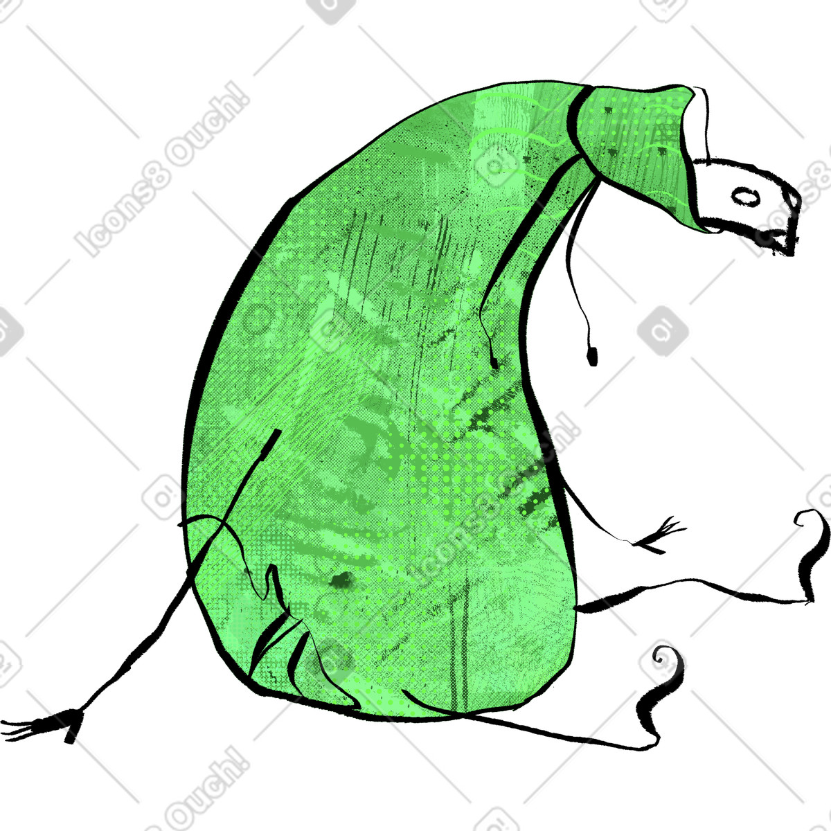 Doobry 스타일의 Sad money bag 일러스트레이션 PNG, SVG 다운로드