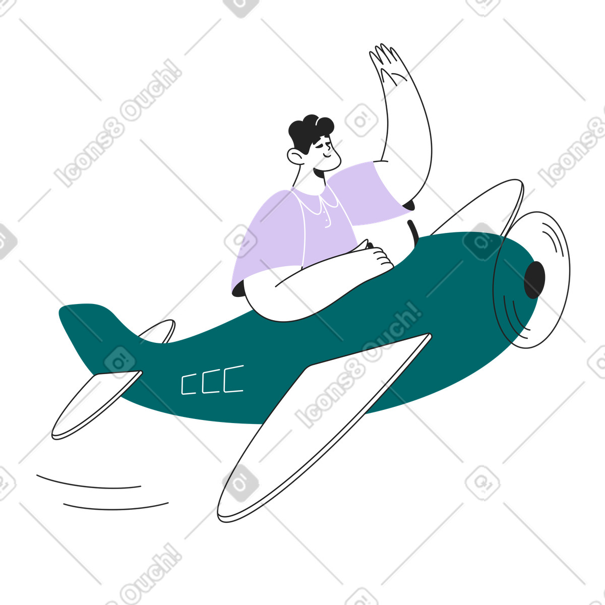 Sammy Line スタイルの Pilot waving in flight, Page unavailable or under construction のイラストをPNG、SVG形式でダウンロード