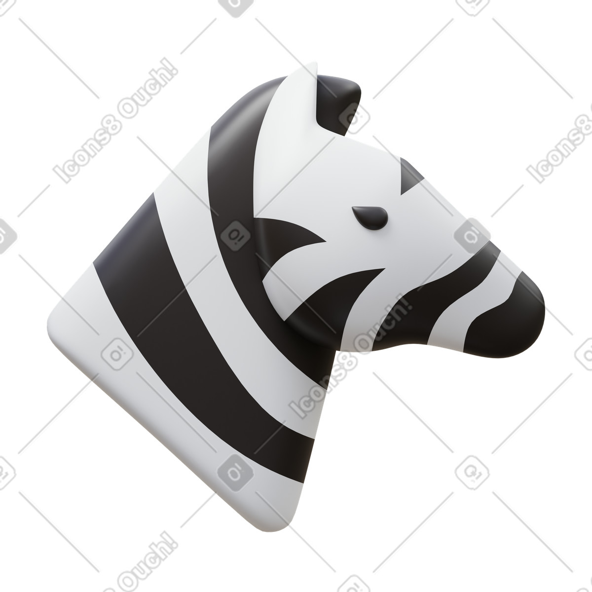 Illustration Zèbre dans le style 3D Fluency à télécharger aux formats PNG, SVG