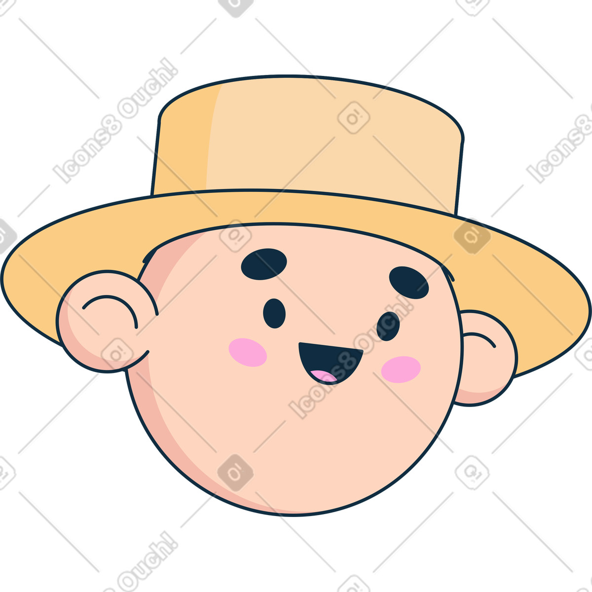 Bubble gum 스타일의 Farmer's head with a hat 일러스트레이션 PNG, SVG 다운로드