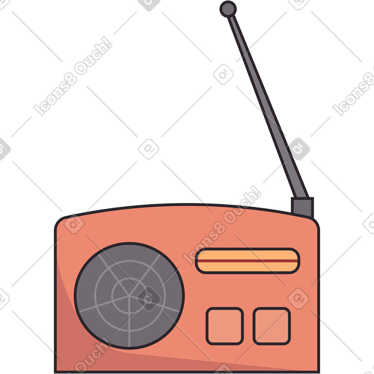 Vintage radio receiver illustrazione in stile Eastwood scarica in PNG, SVG