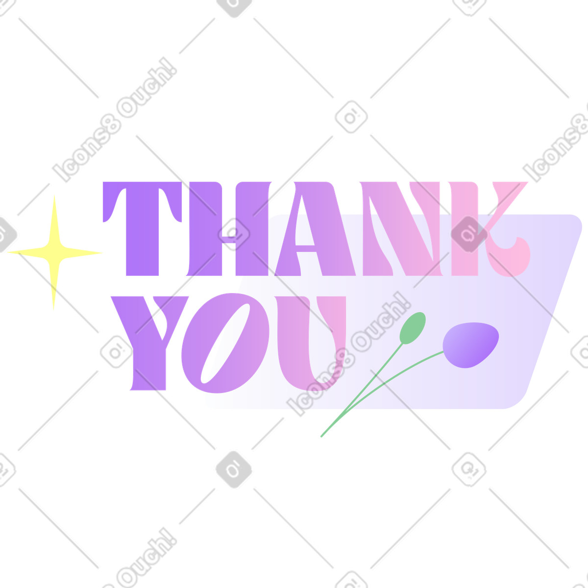 Illustration Lettres de remerciement violettes dans le style Florid à télécharger aux formats PNG, SVG