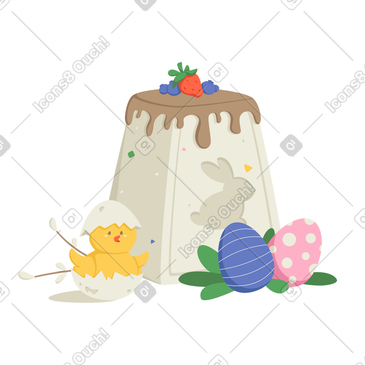 Ilustração de Requeijão páscoa e um pintinho em no estilo Social para baixar em PNG, SVG
