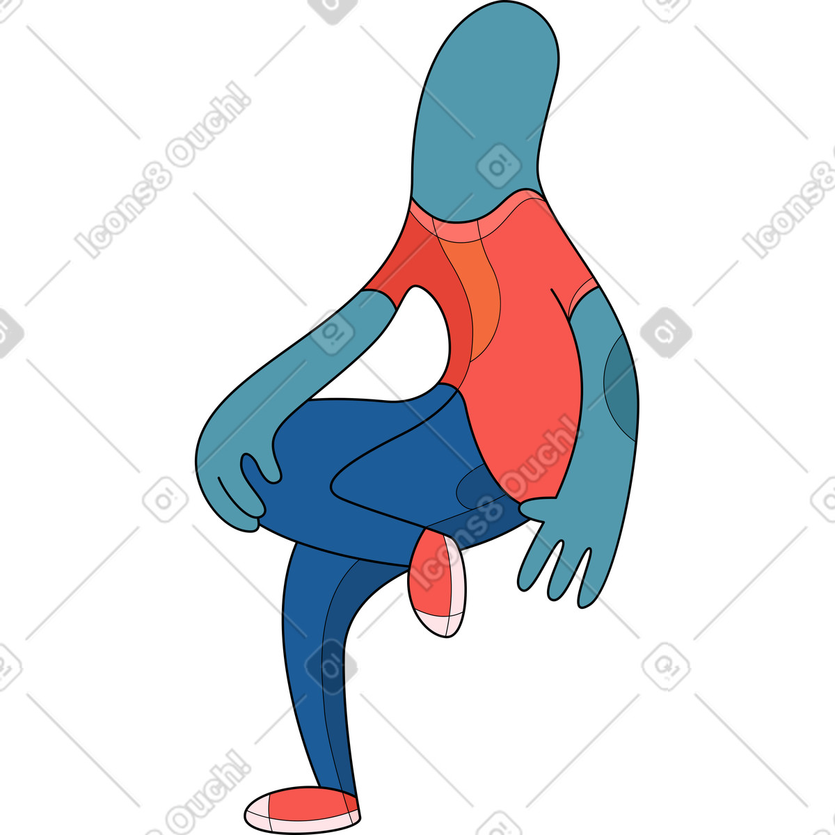 Ilustração de Homem magro sentado em no estilo Surr para baixar em PNG, SVG