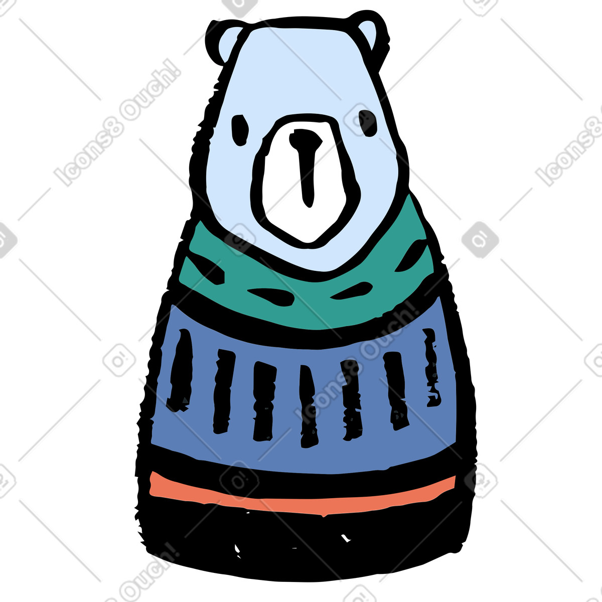 Illustration Ours en pull dans le style Scandi à télécharger aux formats PNG, SVG