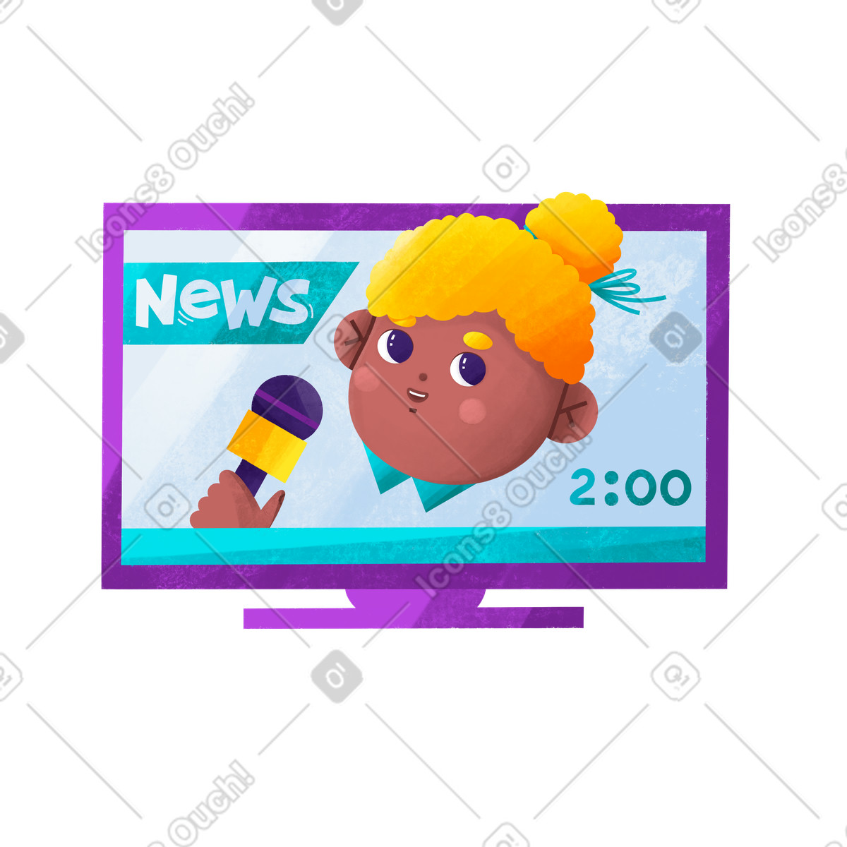 Ilustración Un corresponsal emite reportaje por televisión. en estilo Bonbon a descargar en PNG y SVG