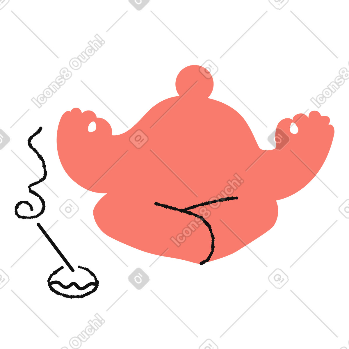 Bold People 스타일의 Yoga pose silhouette practicing mindfulness beside curling aromatic incense smoke 일러스트레이션 PNG, SVG 다운로드