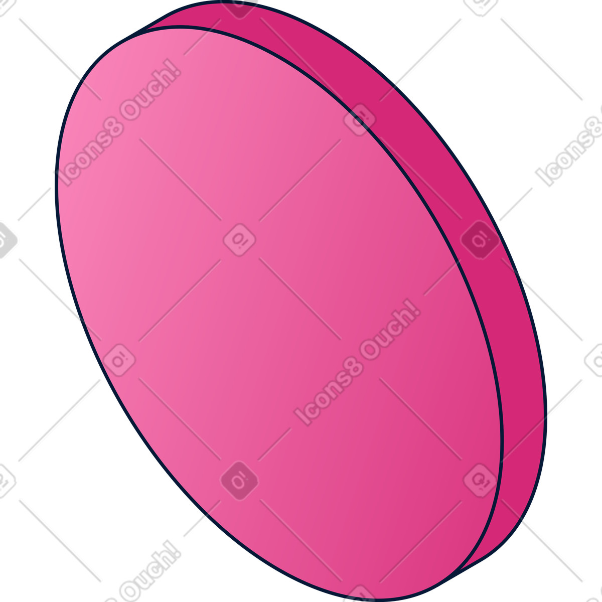 Illustration Isométrie de l'icône du cercle rose dans le style Neat à télécharger aux formats PNG, SVG