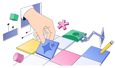 A hand selecting a card from a board - Neat style illustration
