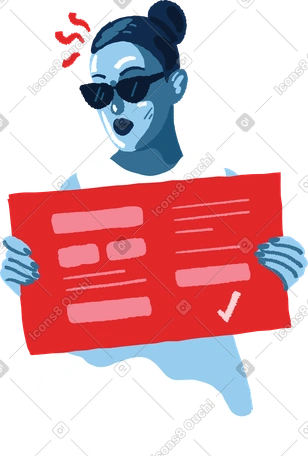 Woman holding a sign up form PNG, SVG