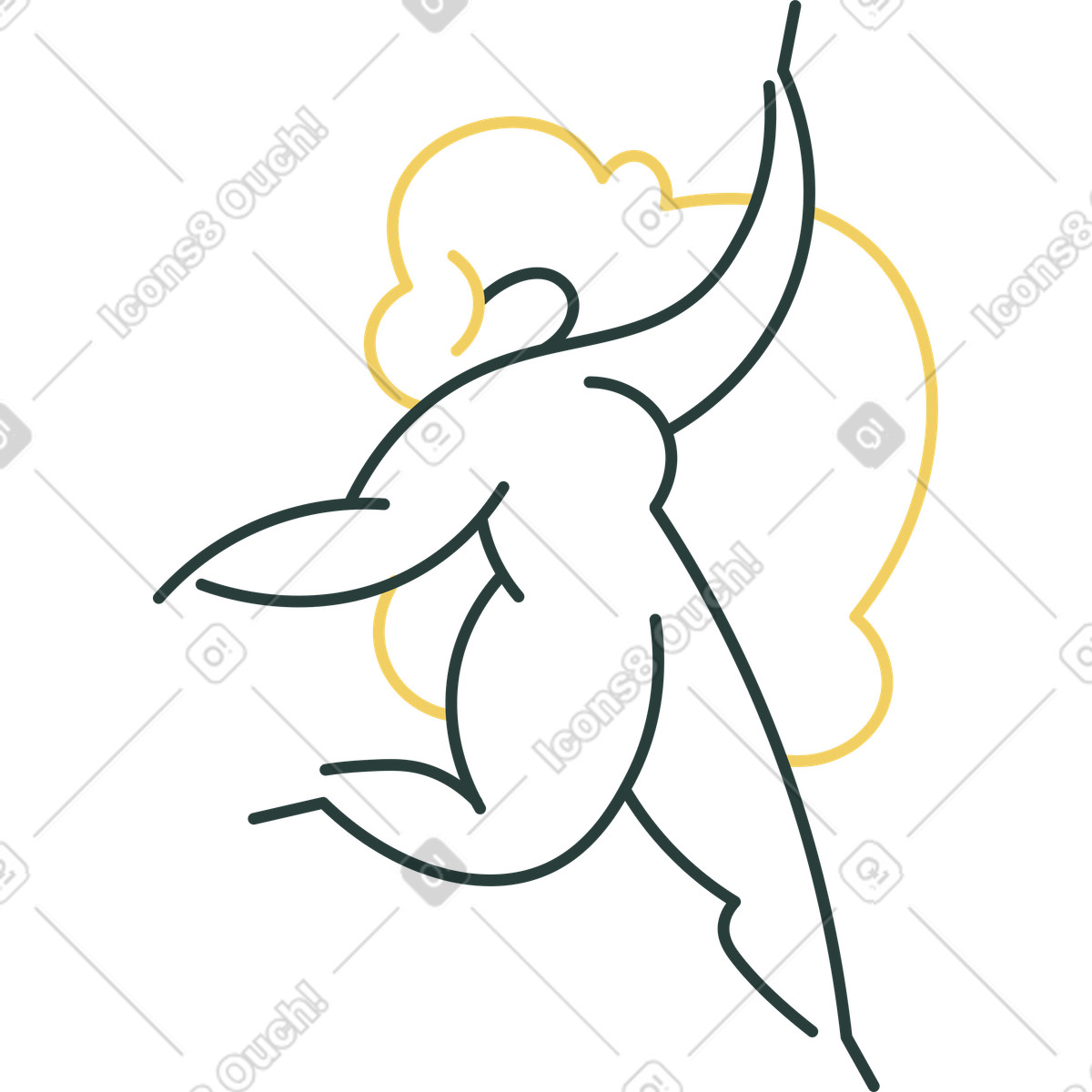 Girl jumping illustration in Macaroni style download in PNG, SVG