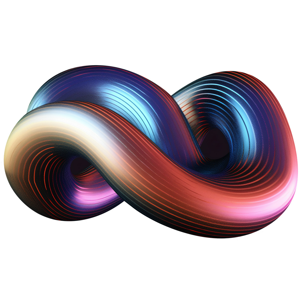 3D Colorful ribbed shape-Illustration im Metallic-Stil als Download in PNG, SVG