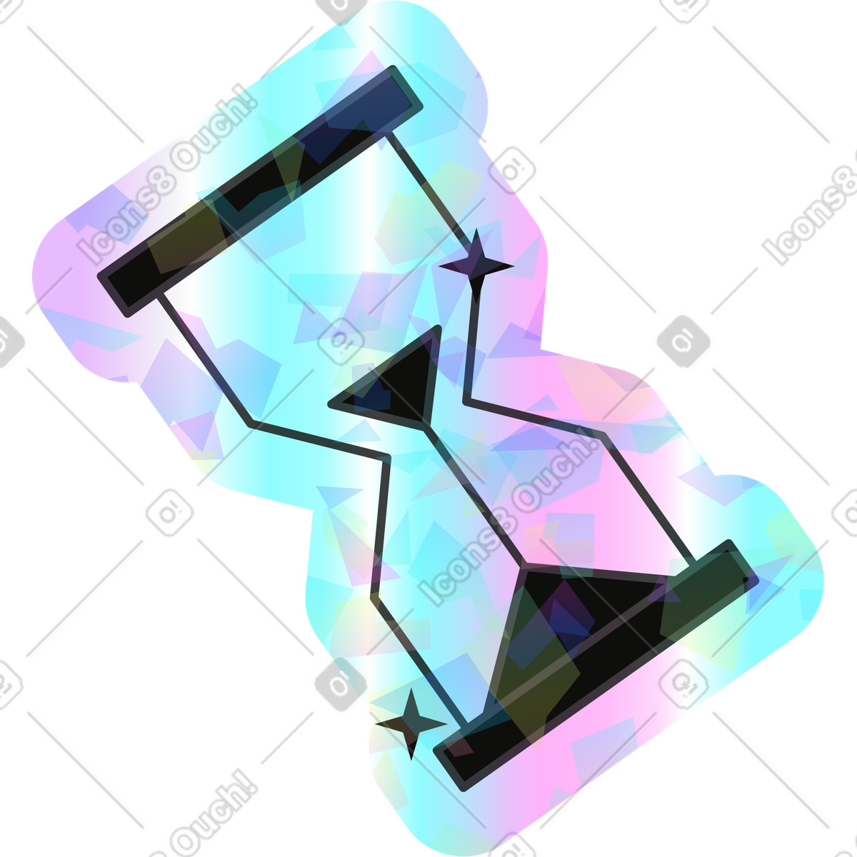 Holostickers スタイルの Hourglass のイラストをPNG、SVG形式でダウンロード