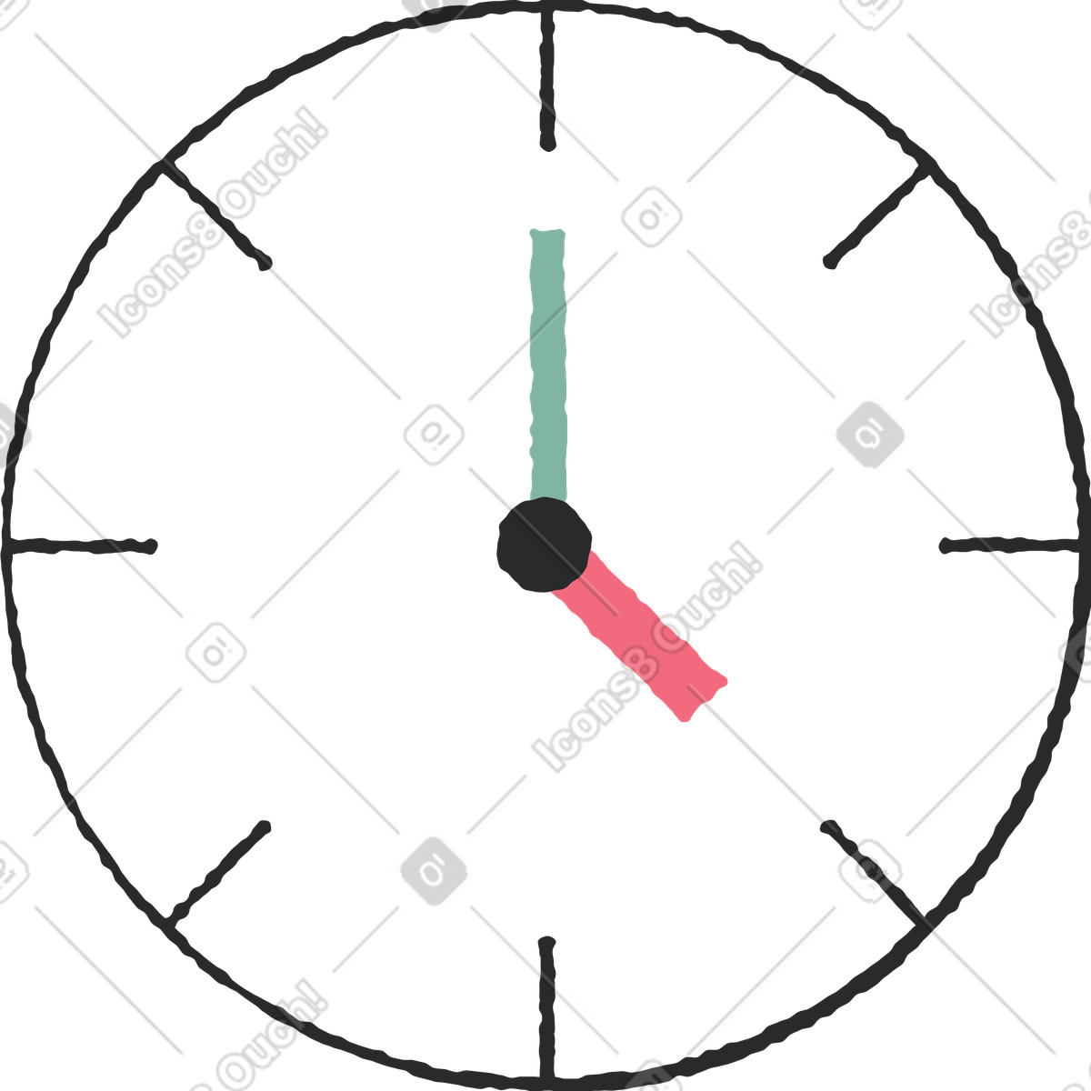 Clock illustration in Pablo style download in PNG, SVG