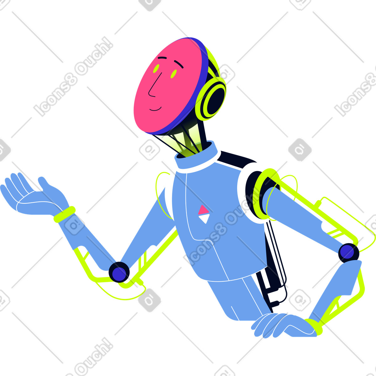下载 Space 风格的 聪明的机器人伸出了他的手 插画，支持 PNG、SVG 格式