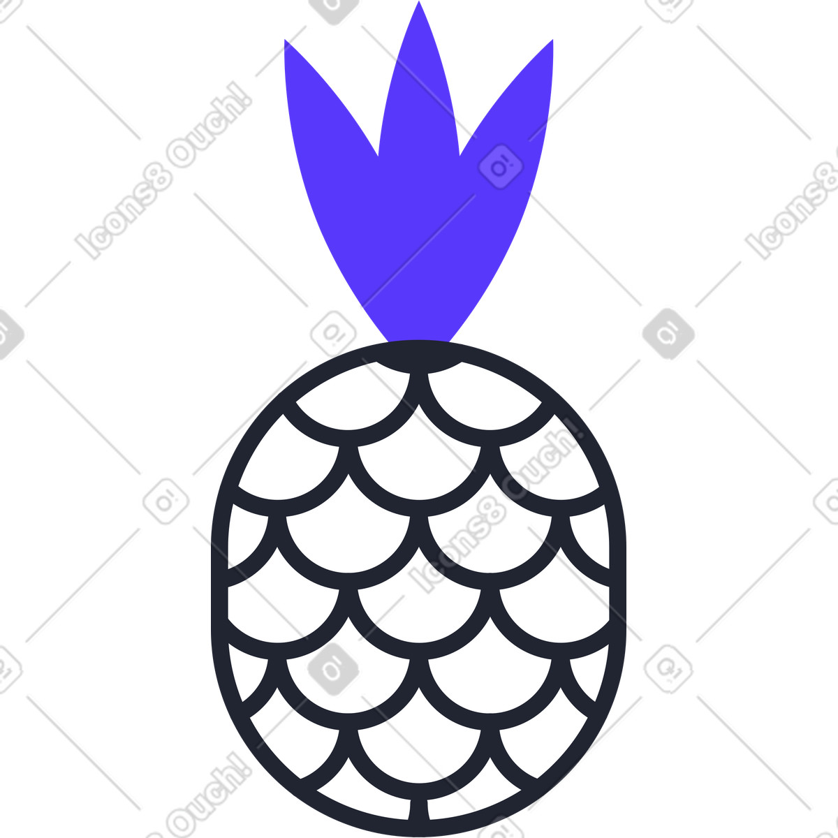 Ananas illustrazione in stile Pablita scarica in PNG, SVG