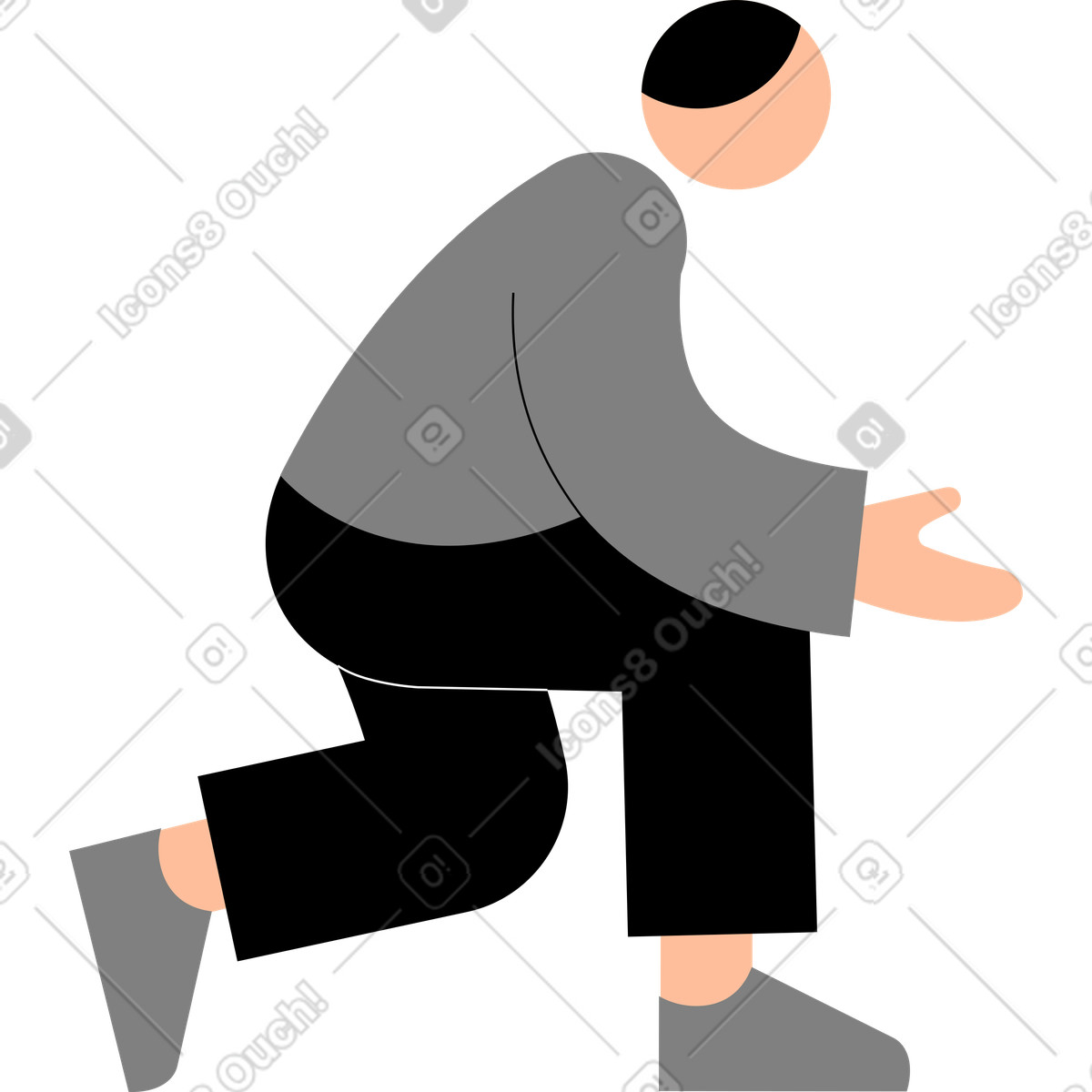 Ilustração de Jovem agachado em no estilo Tiny para baixar em PNG, SVG