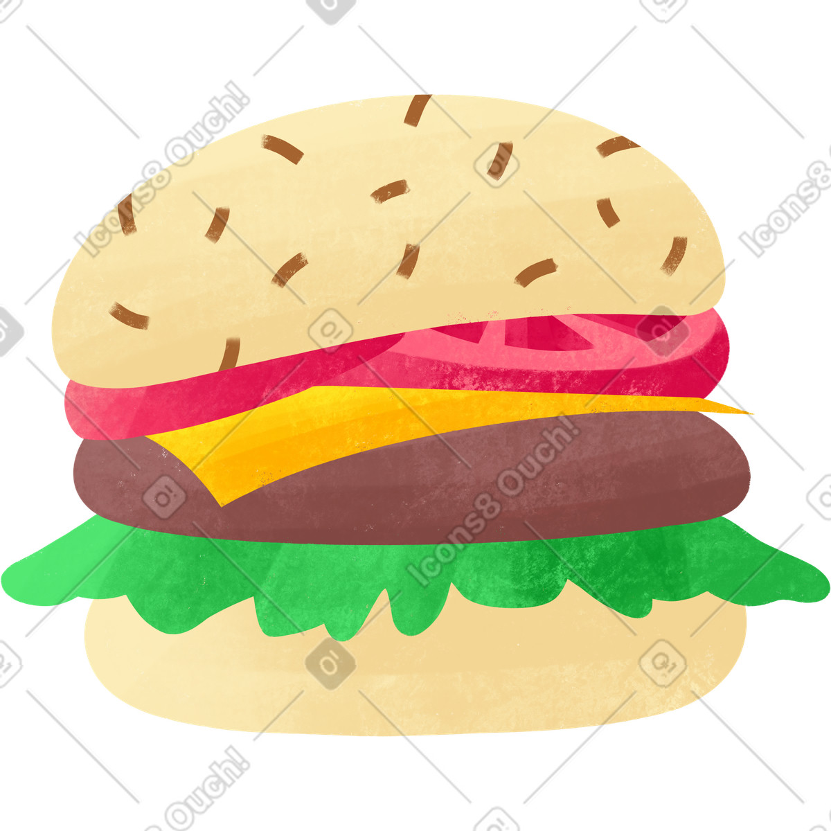 Bonbon スタイルの Classic american cheeseburger with cutlet cheese tomatoes herbs のイラストをPNG、SVG形式でダウンロード