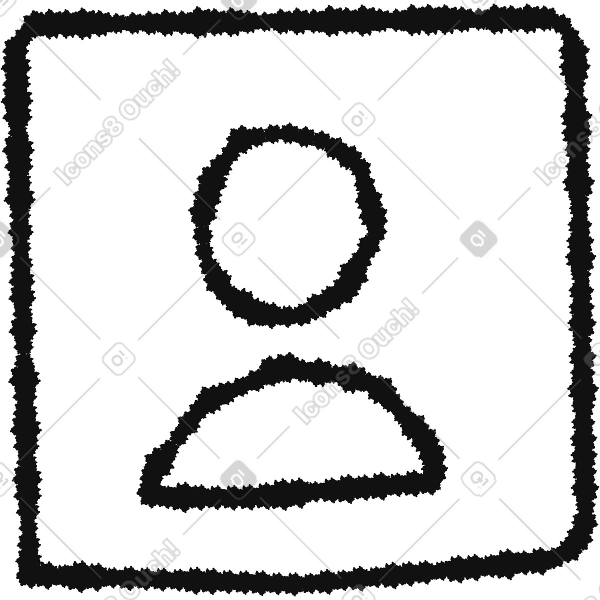 Bold People スタイルの Profile avatar outline inside rough square frame minimal user symbol のイラストをPNG、SVG形式でダウンロード