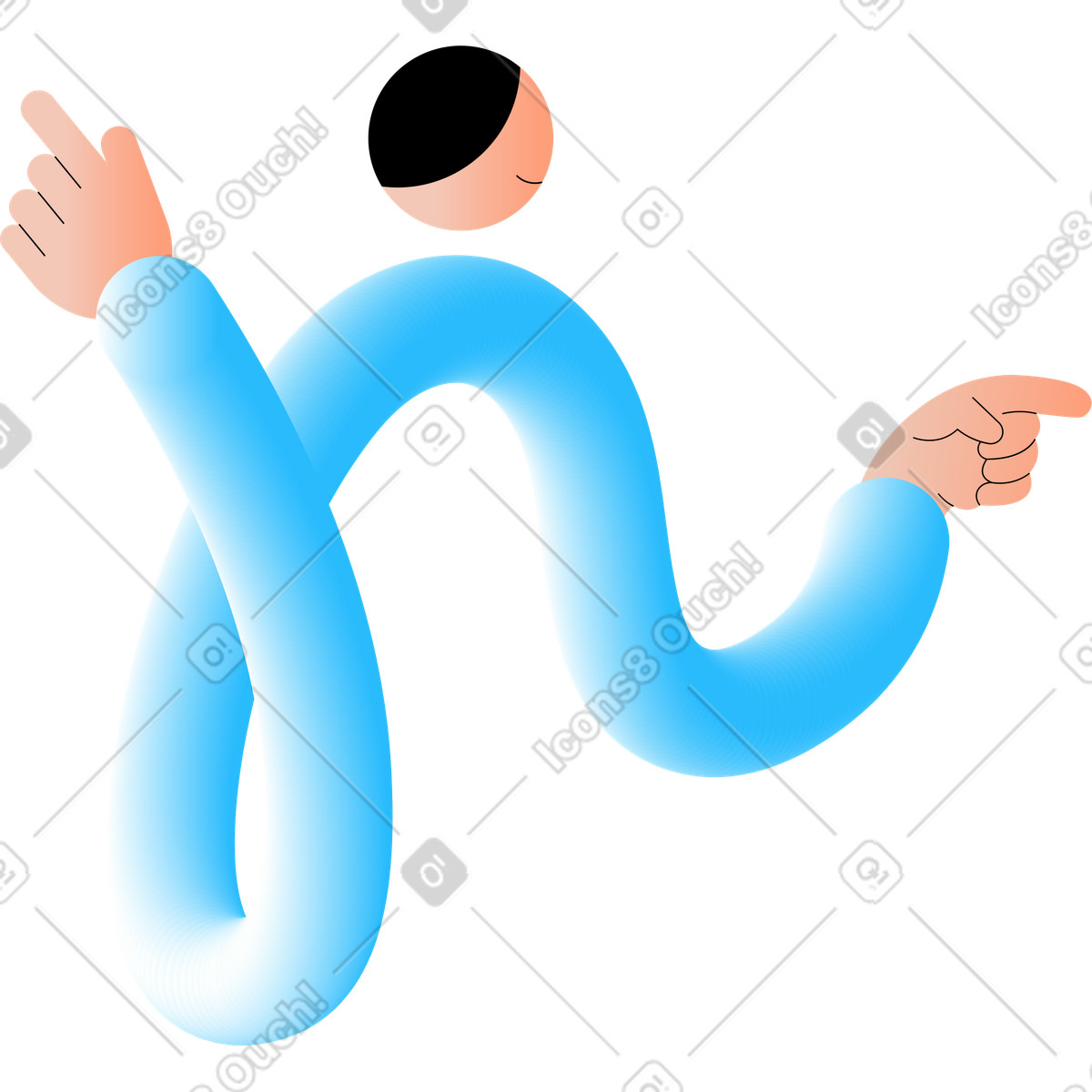 Guy pointing at something illustration in Knotty style download in PNG, SVG