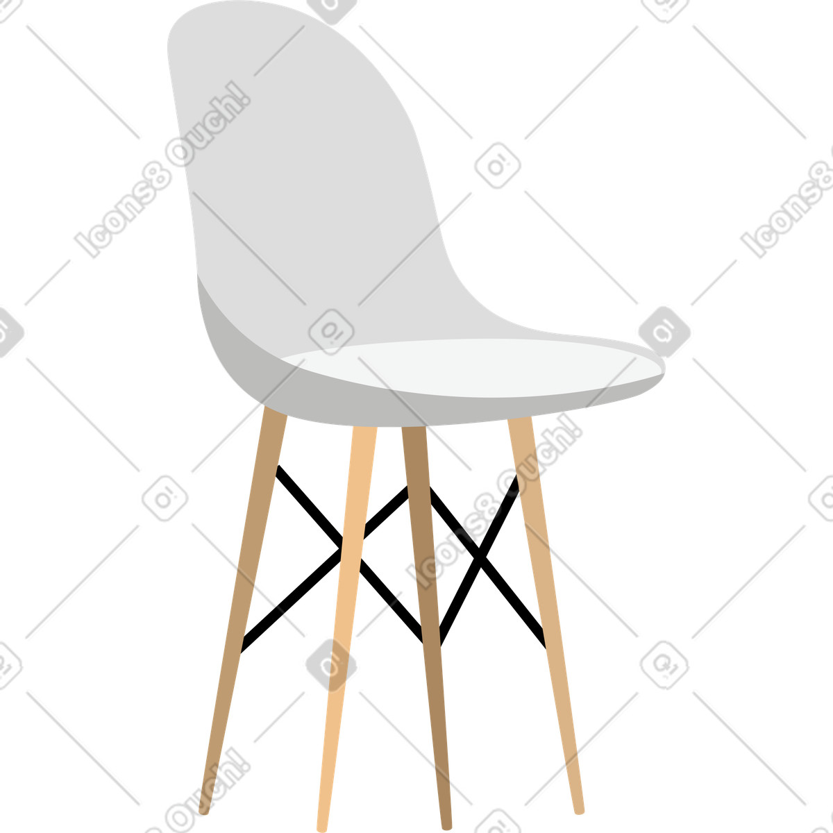Lagom スタイルの Plastic chair with wooden legs のイラストをPNG、SVG形式でダウンロード