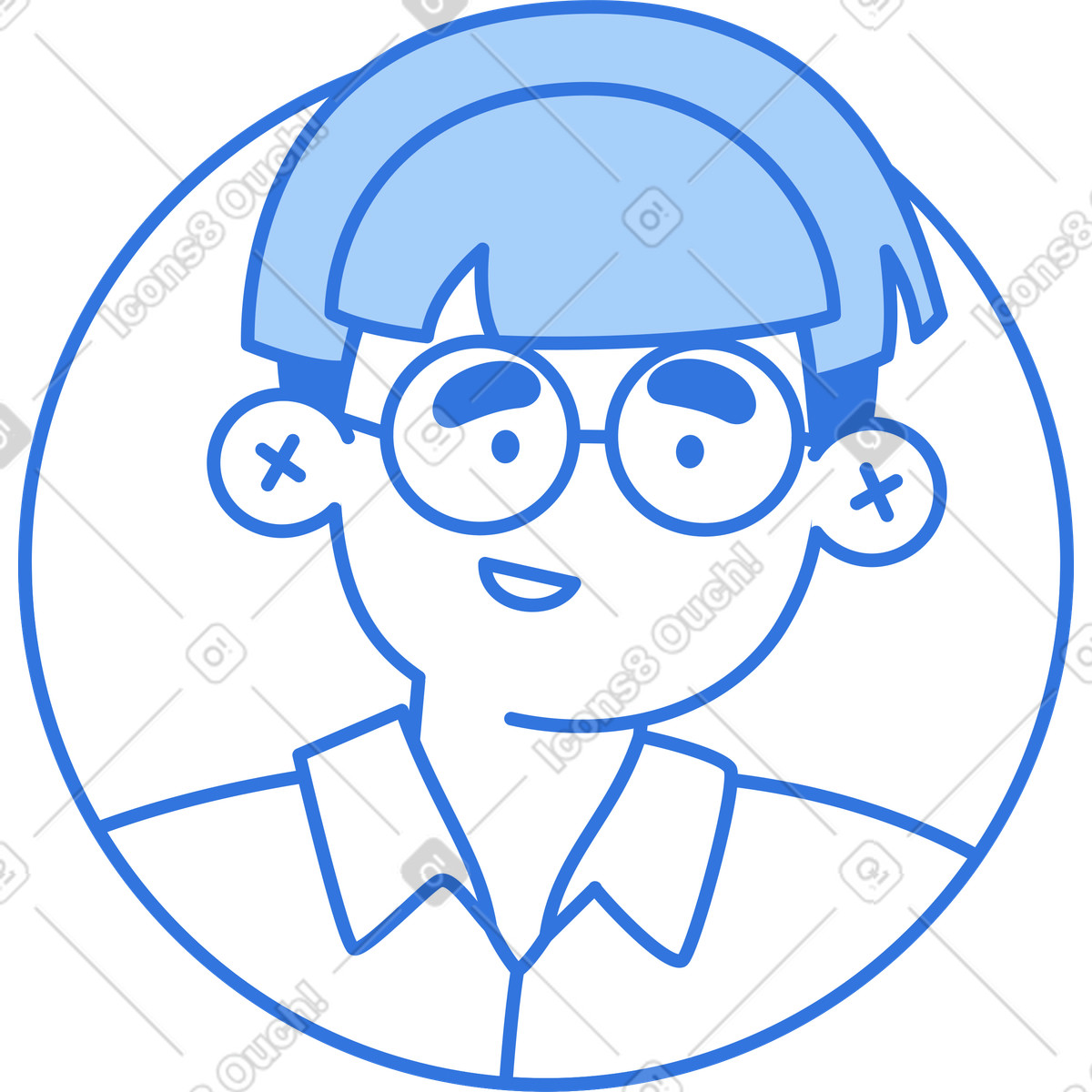 Ilustración Avatar de hombre en estilo Sky a descargar en PNG y SVG