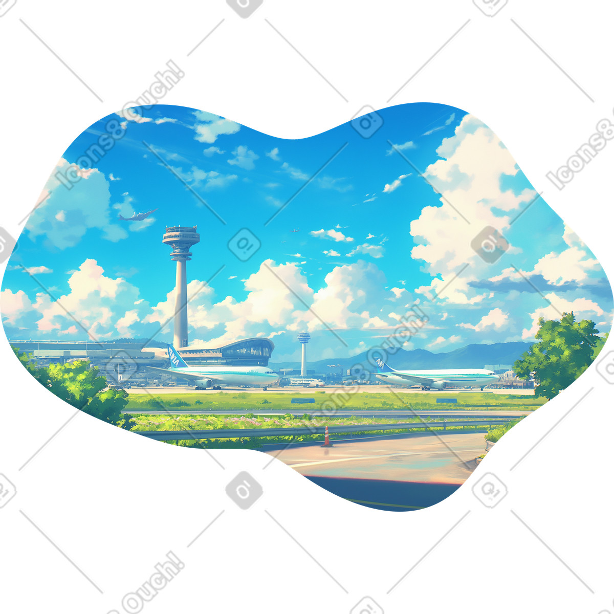 Airport background illustration featuring clipart in PNG, SVG, and GIF