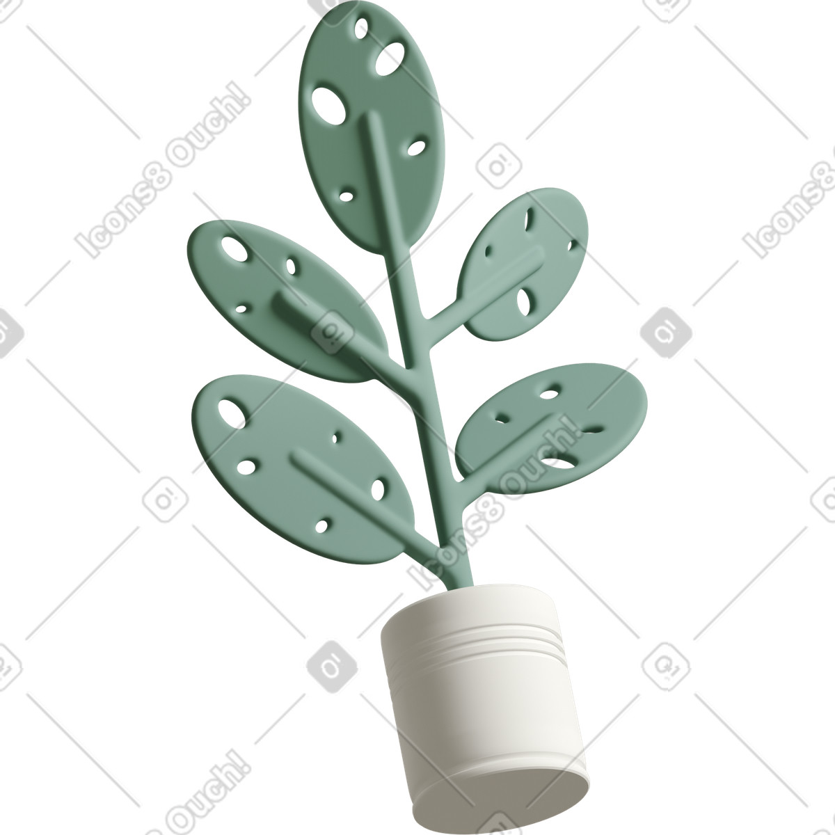 Ilustração de Monstera plant with holes in its leaves em no estilo 3D Casual life para baixar em PNG, SVG