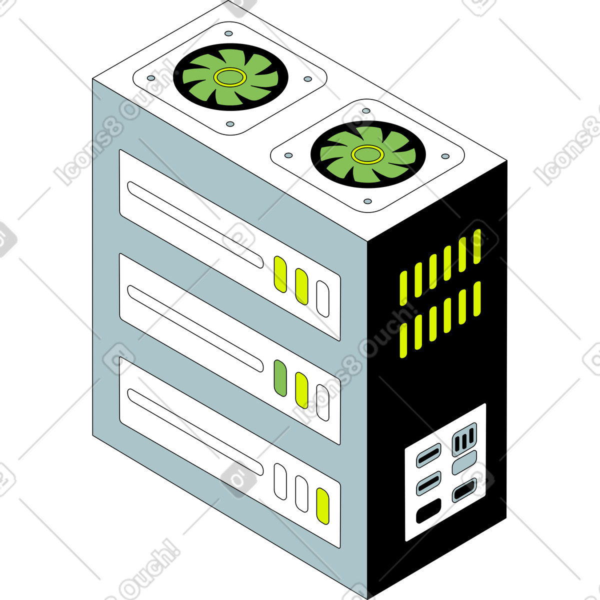 Server illustrazione animata in stile Isometric scaricabile in GIF, Lottie (JSON), AE