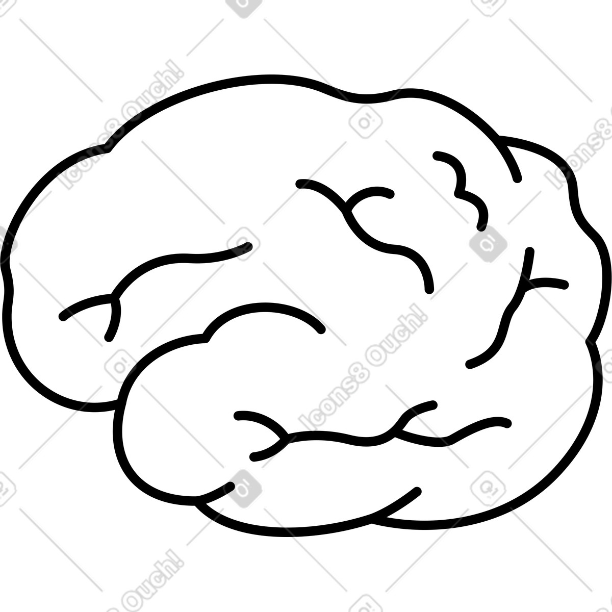 Notion Art スタイルの Brain outline simple line drawing neuroscience education diagram icon のイラストをPNG、SVG形式でダウンロード