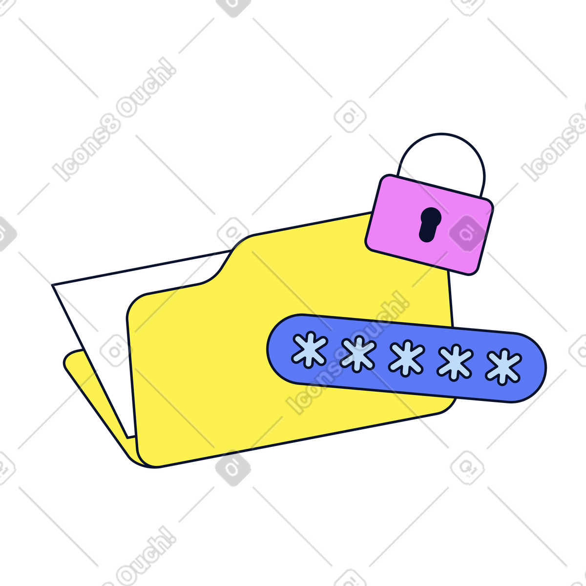 Password Protected Confidential Folder illustration in Flexy style download in PNG, SVG
