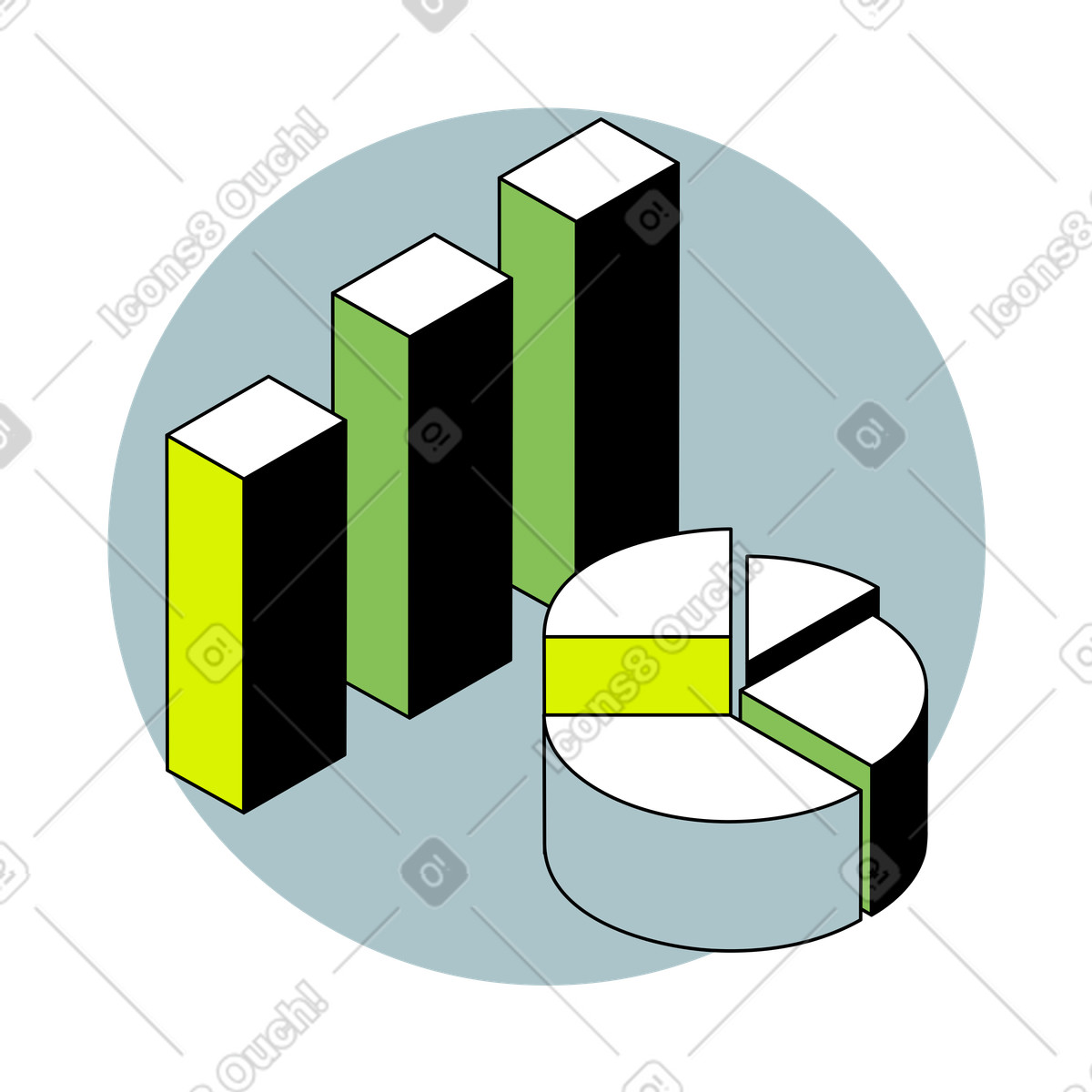 Isometrisches geschäftsstatistiksymbol-Illustration im Isometric-Stil als Download in PNG, SVG