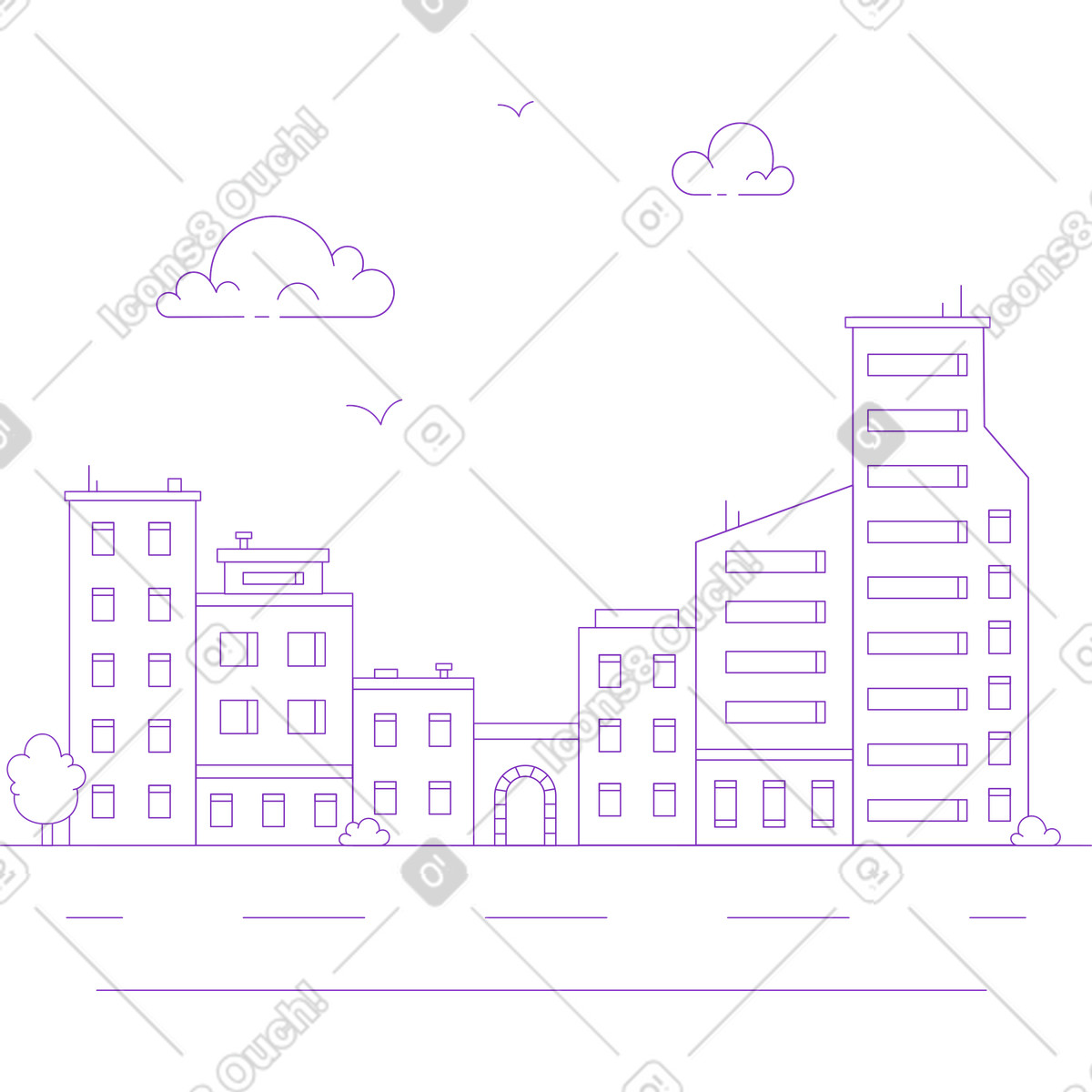 Sity background illustration in Elastic style download in PNG, SVG