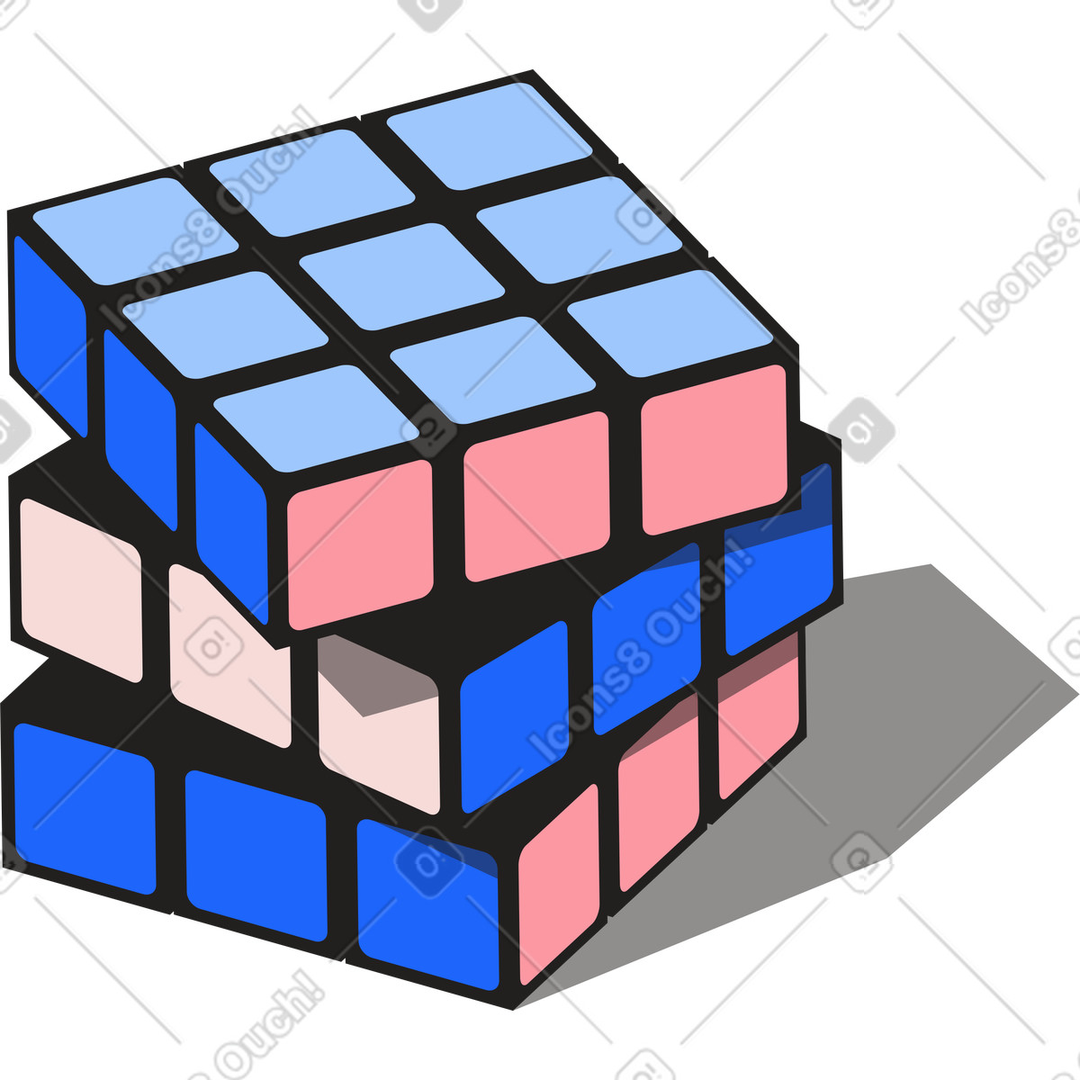 Illustration Rubik's cube dans le style Editorial à télécharger aux formats PNG, SVG